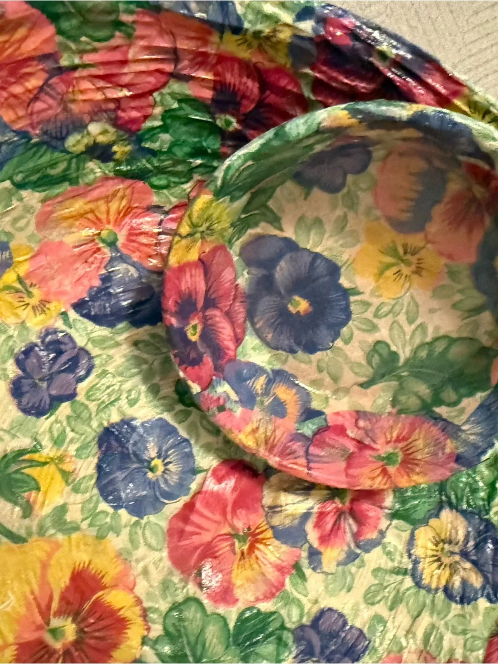 Original Use Floral Pansy Pattern Decorative Bowls in Pink, Yellow, Blue, Green